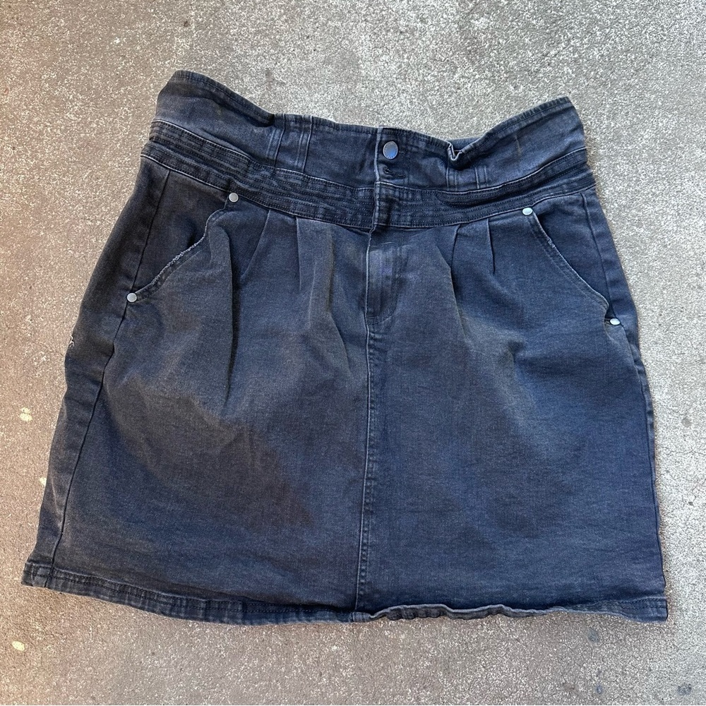 City Chic Black Denim Paperbag Skirt